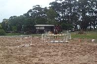 Robyn jumping Cosmo on the Arena at Devon Meadows